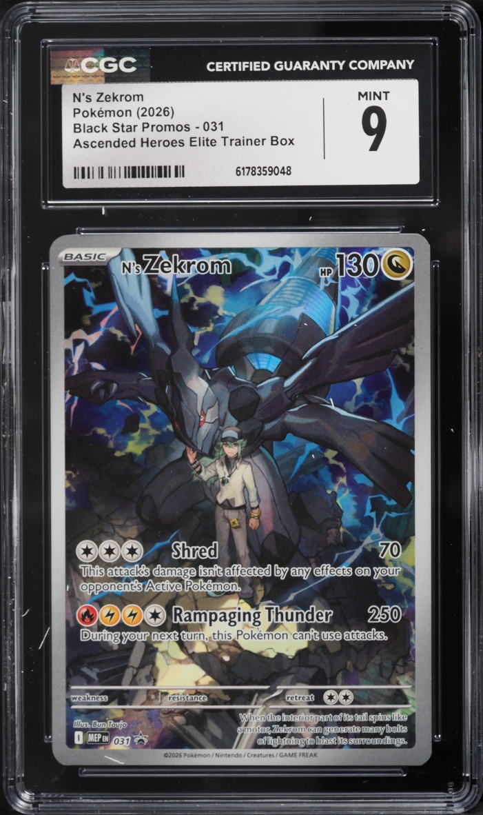 2026 Pokemon Mega Evolution Promo Ascended Heroes ETB Miscut Full Art N's Zekrom #31 CGC 9 MINT