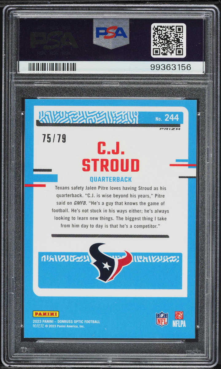 2023 Donruss Optic Pink Velocity C.J. Stroud ROOKIE /79 #244 PSA 9 MINT