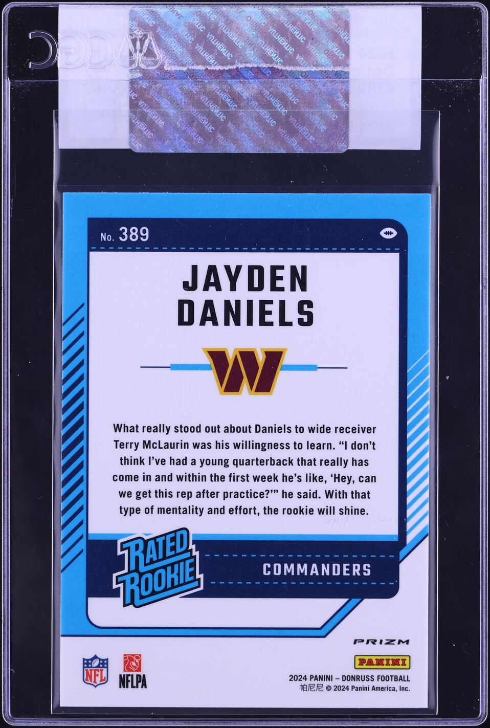 2024 Donruss Optic Preview Pink Jayden Daniels ROOKIE #389 CGC AUTH
