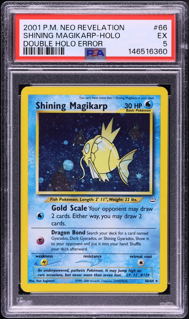 2001 Pokemon Neo Revelation Double Holo Shining Magikarp #66 PSA 5 EX