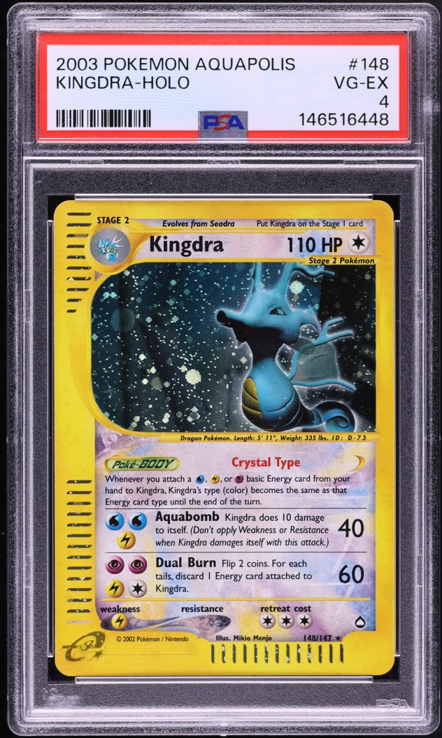 2003 Pokemon Aquapolis Holo Crystal Kingdra #148 PSA 4 VGEX