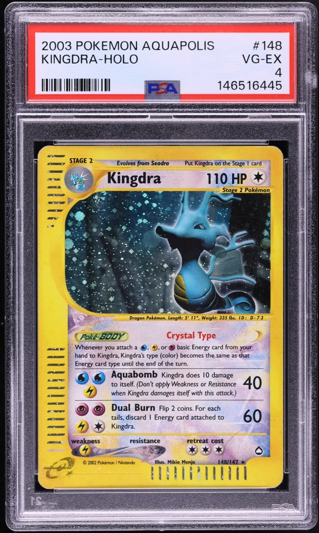 2003 Pokemon Aquapolis Holo Crystal Kingdra #148 PSA 4 VGEX