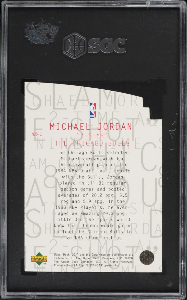 1997 UD3 MJ3 Die-Cut Michael Jordan #MJ3-1 SGC 10 GEM MINT