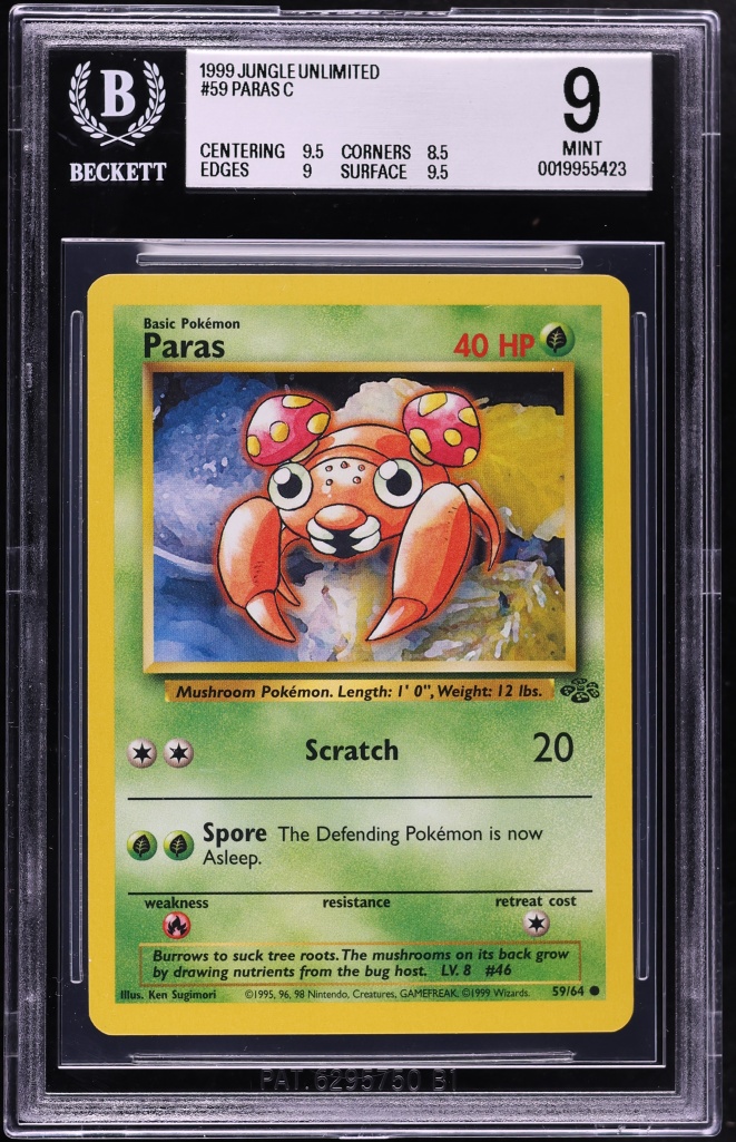1999 #59 Paras BGS 9 Pokemon Jungle