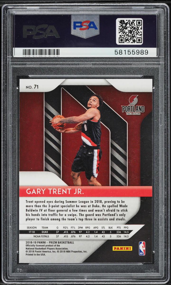 2018 Panini Prizm Gary Trent Jr. ROOKIE #71 PSA 9 MINT
