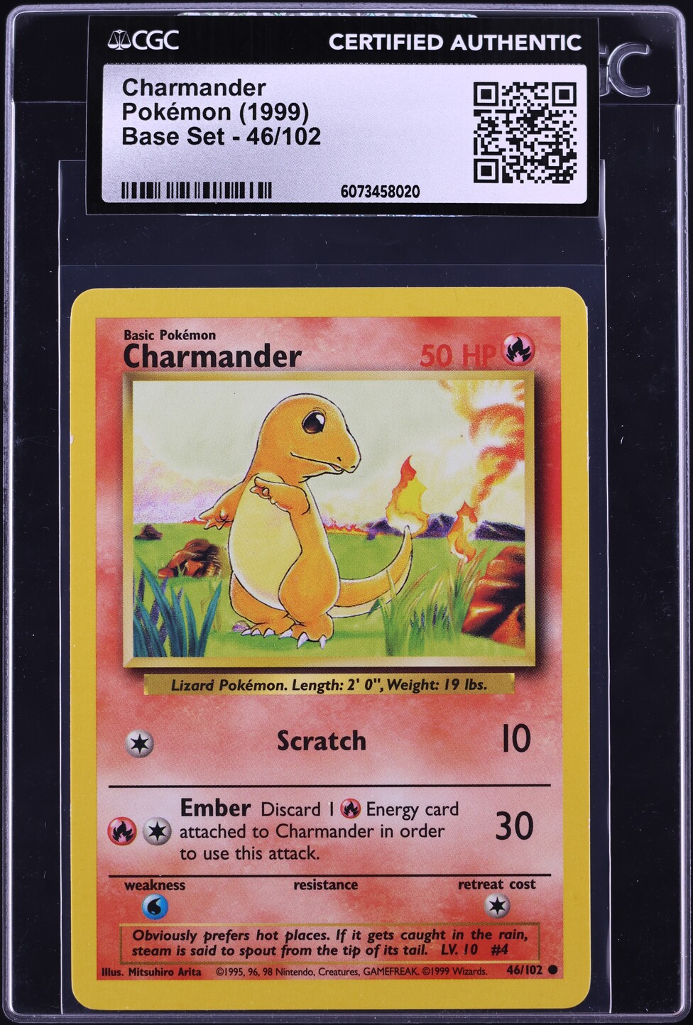 1999 Pokemon Base Set Charmander #46 CGC AUTH