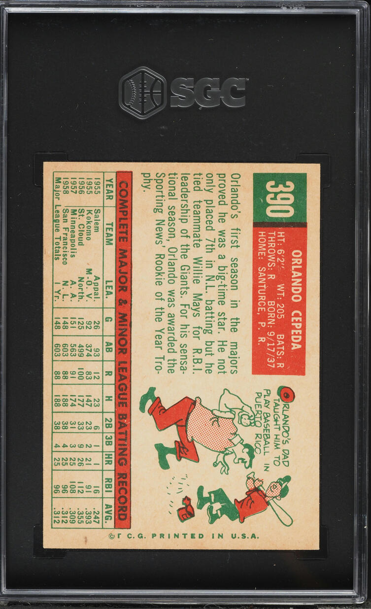 1959 Topps Orlando Cepeda #390 SGC 7.5 NRMT+