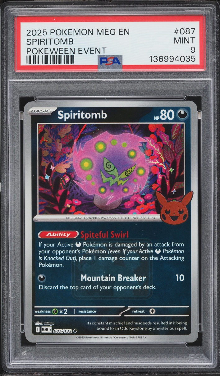 2025 Pokemon Mega Evolution Pokeween Event Spiritomb #087 PSA 9 MINT