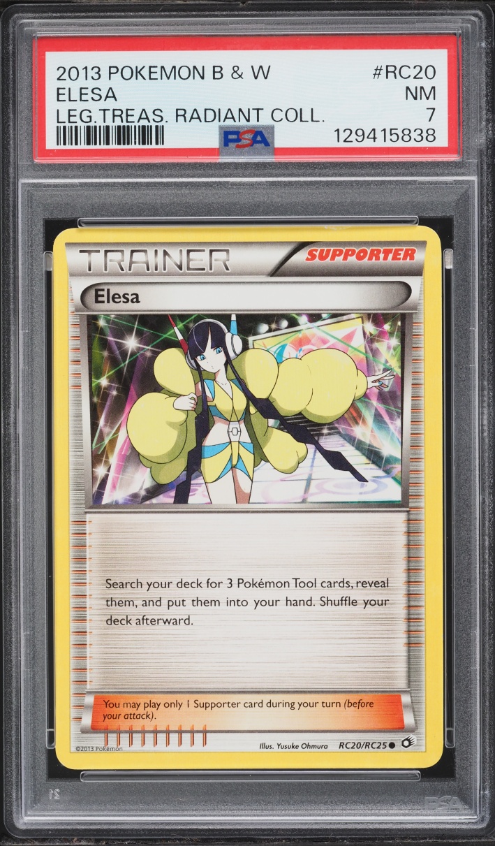 2013 Pokemon Black & White Legendary Treasures Radiant Collection Elesa #RC20 PSA 7 NRMT