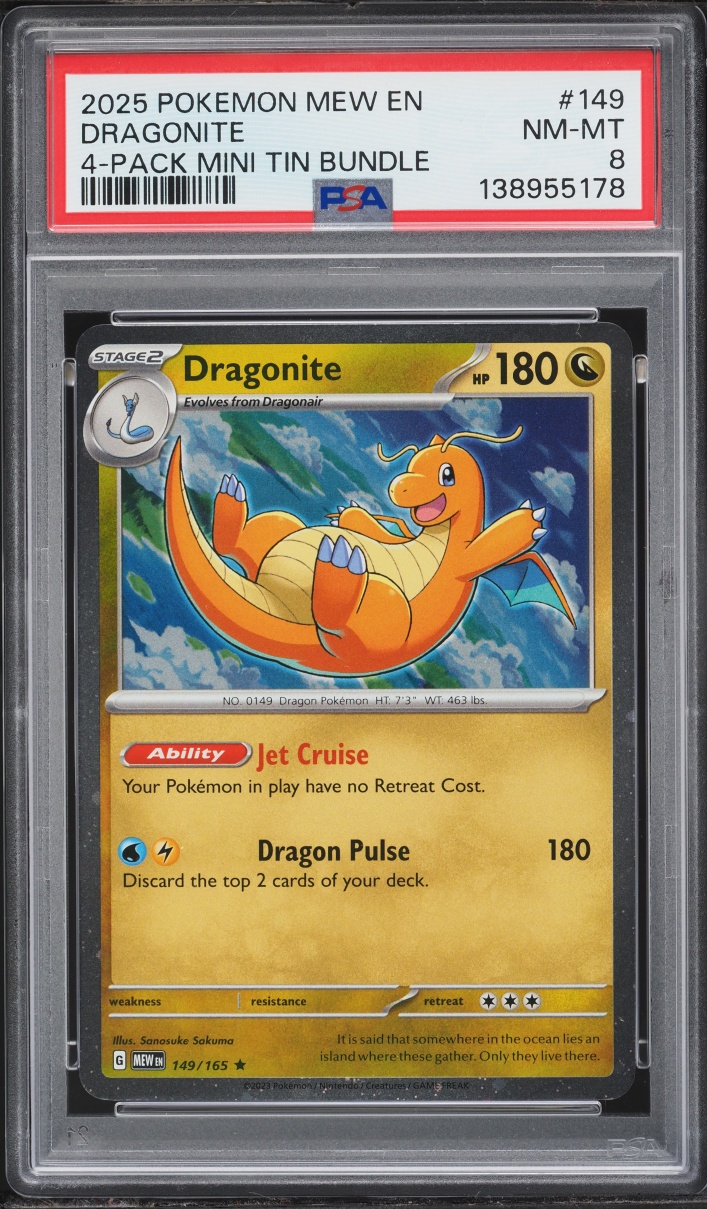 2025 Pokemon Scarlet & Violet 151 Mini Tin Dragonite #149 PSA 8 NM-MT