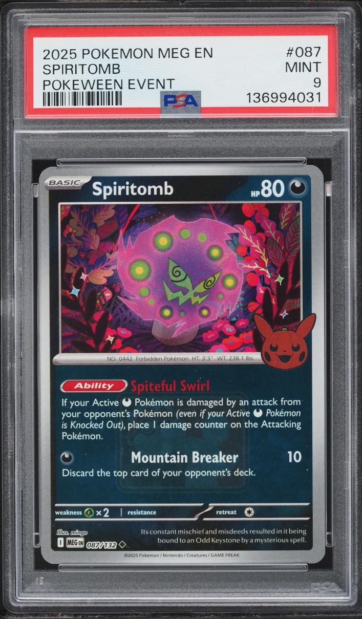 2025 Pokemon Mega Evolution Pokeween Event Spiritomb #087 PSA 9 MINT