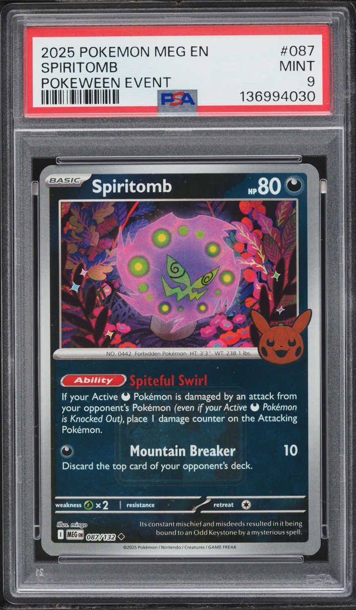 2025 Pokemon Mega Evolution Pokeween Event Spiritomb #087 PSA 9 MINT