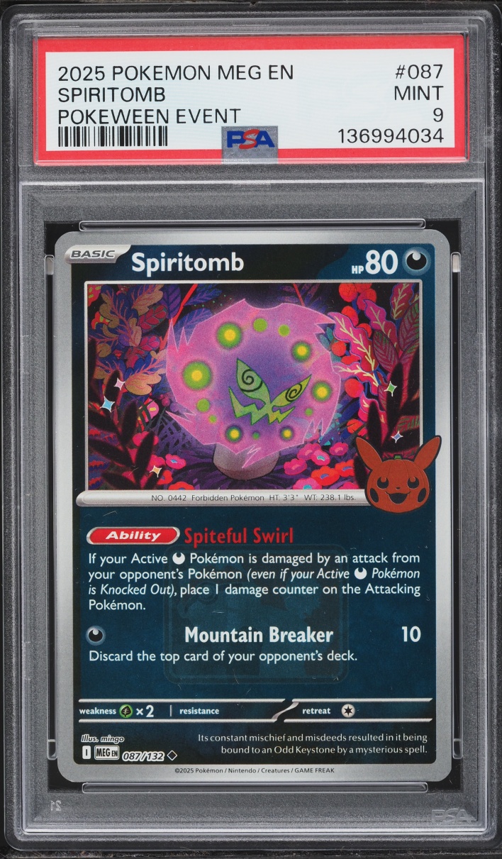 2025 Pokemon Mega Evolution Pokeween Event Spiritomb #087 PSA 9 MINT