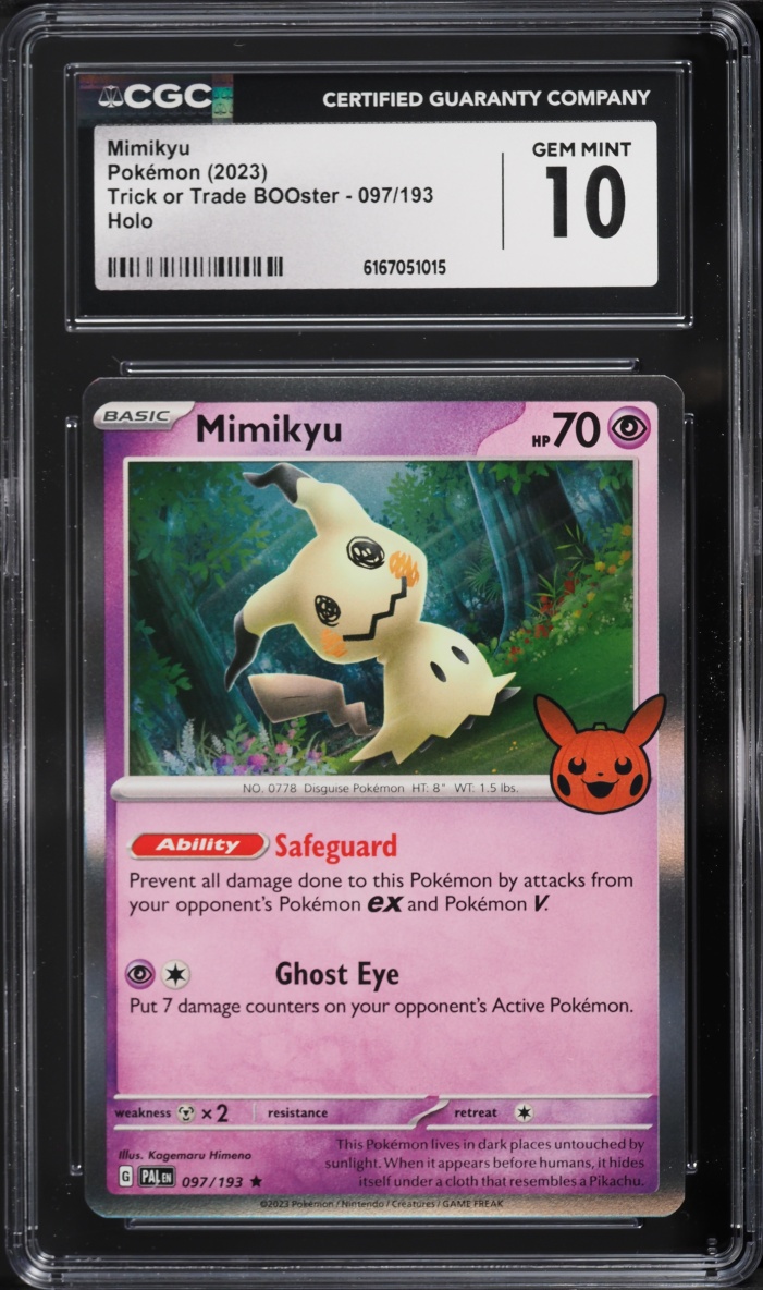 2023 Pokemon Scarlet & Violet Paldea Evolved Trick Or Trade Holo Mimikyu #97 CGC 10 GEM MINT