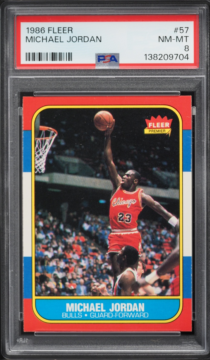 1986 Fleer Basketball Michael Jordan ROOKIE #57 PSA 8 NM-MT
