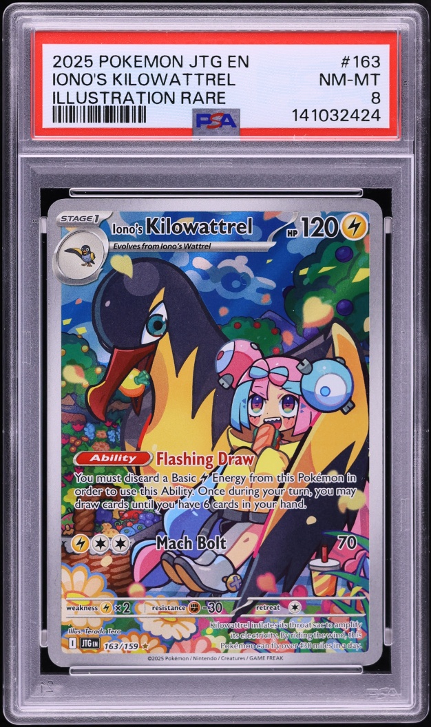 2025 Pokemon Scarlet & Violet Journey Together IR Iono's Kilowattrel #163 PSA 8 NM-MT