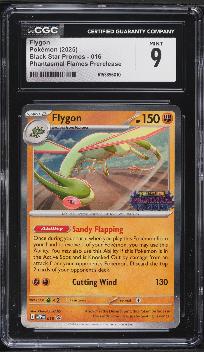 2025 Pokemon Mega Evolution Promo Phantasmal Flames Prerelease Flygon #016 CGC 9 MINT