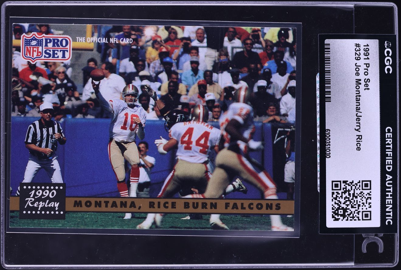 1991 Pro Set Football Joe Montana Jerry Rice #329 CGC AUTH