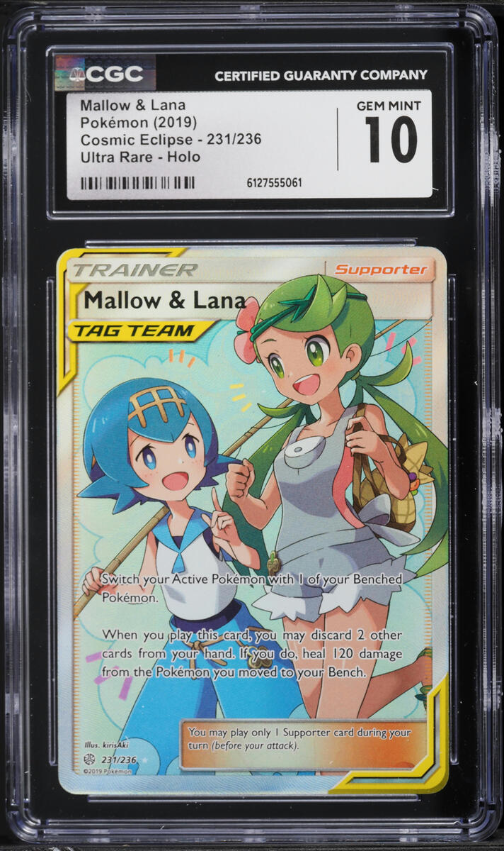 2019 Pokemon Sun & Moon Cosmic Eclipse Full Art Mallow & Lana #231 CGC 10 GEM MINT