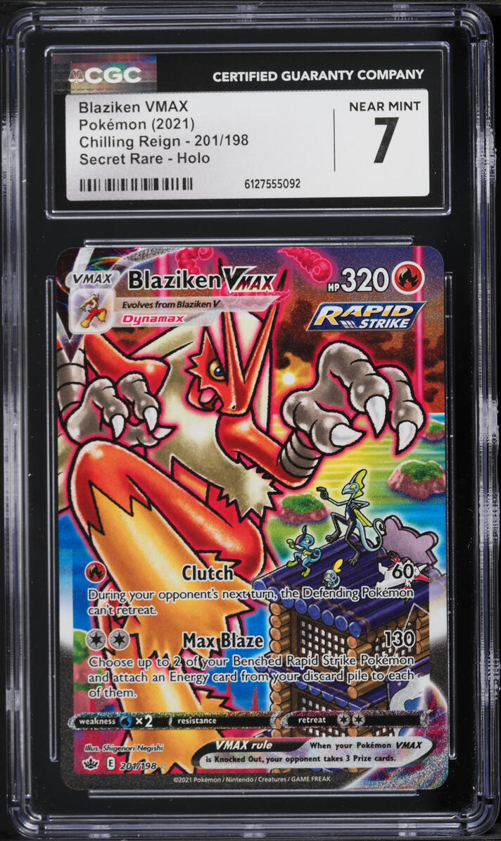 2021 Pokemon Sword & Shield Chilling Reign SEC Blaziken VMAX #201 CGC 7 NRMT