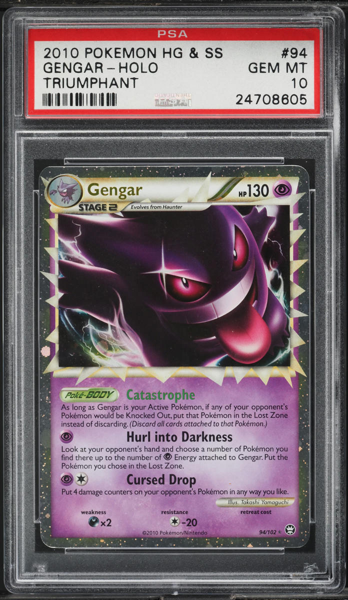 2010 Pokemon HeartGold & SoulSilver Triumphant Holo Prime Gengar #94 PSA 10 GEM
