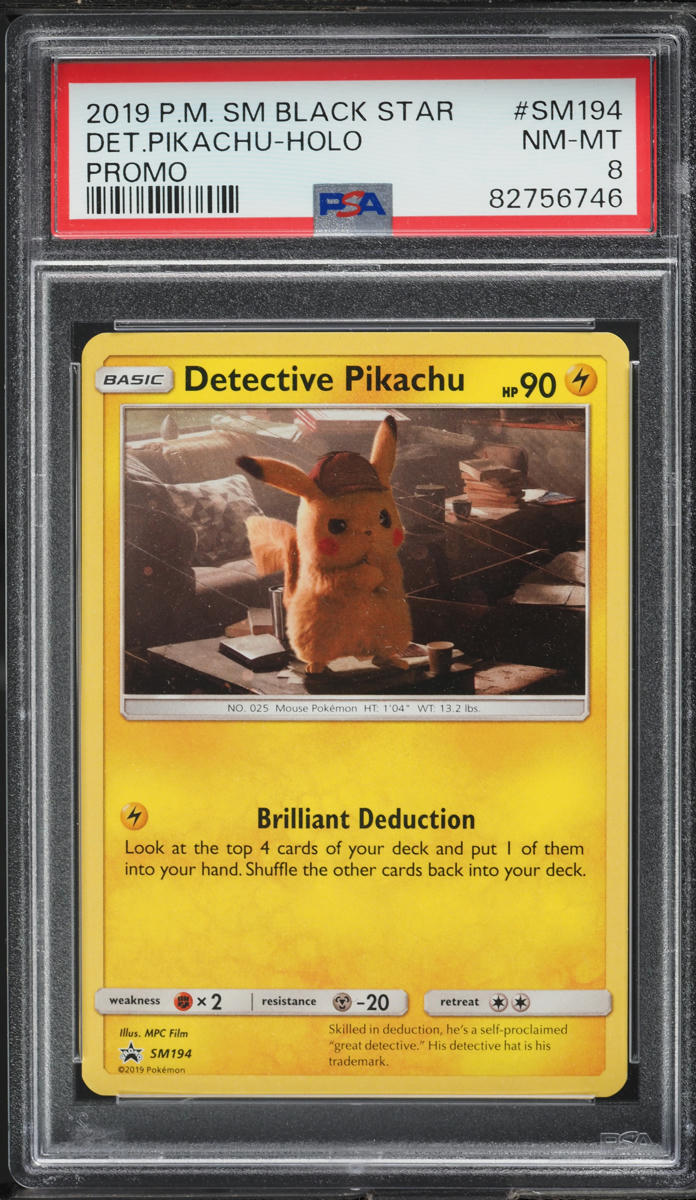 2019 Pokemon SM Black Star Promo Holo Detective Pikachu #SM194 PSA 8 NM-MT