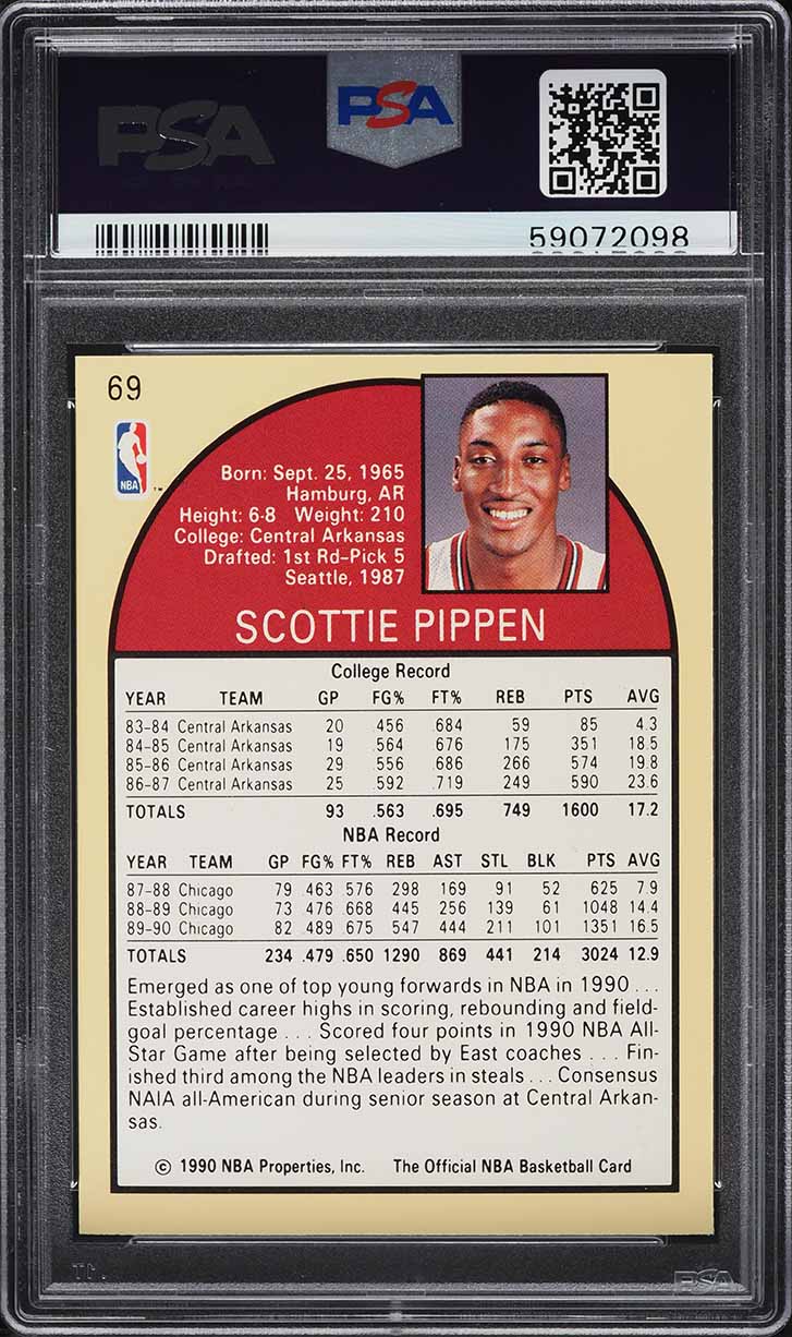 1990 Hoops Scottie Pippen #69 PSA 3 VG