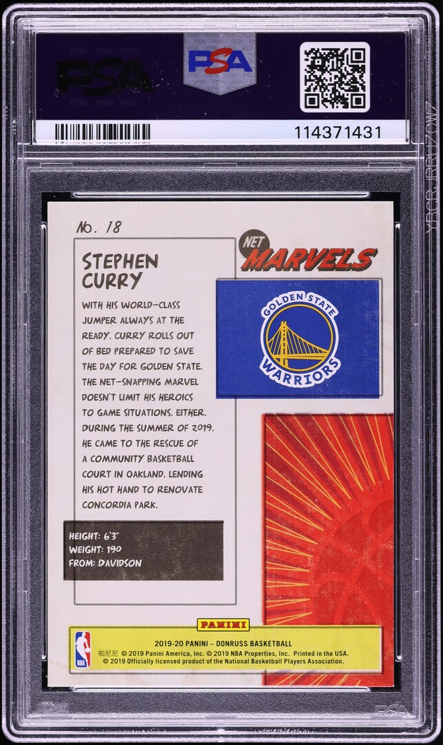 2019 Donruss Net Marvels Stephen Curry #18 PSA 9 MINT