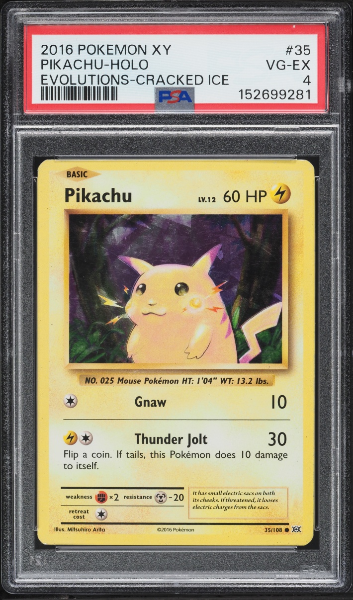 2016 Pokemon XY Evolutions Cracked Ice Holo Pikachu #35 PSA 4 VGEX