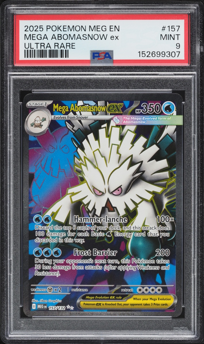 2025 Pokemon Mega Evolution Full Art Mega Abomasnow EX #157 PSA 9 MINT