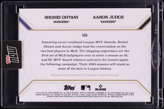 2025 Topps MVP Collection Black Foil Shohei Ohtani & Aaron Judge AUTO /10 #50A