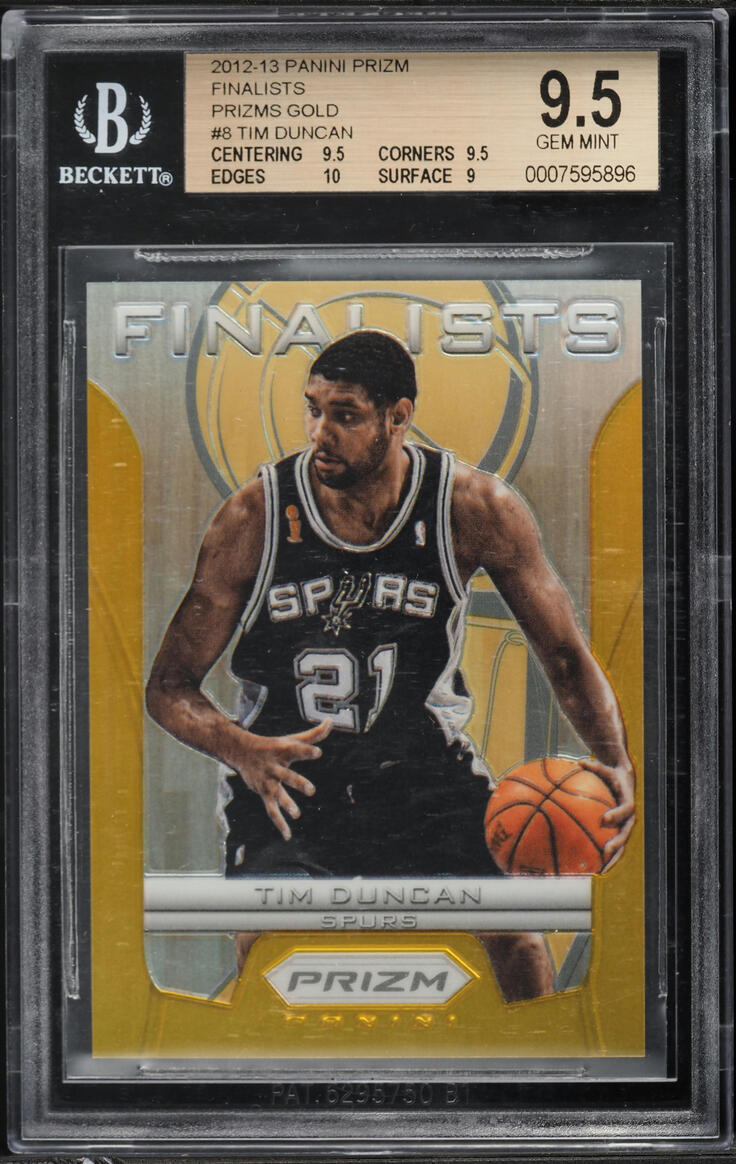 2012 Panini Prizm Finalists Gold Tim Duncan /10 #8 BGS 9.5 GEM MINT