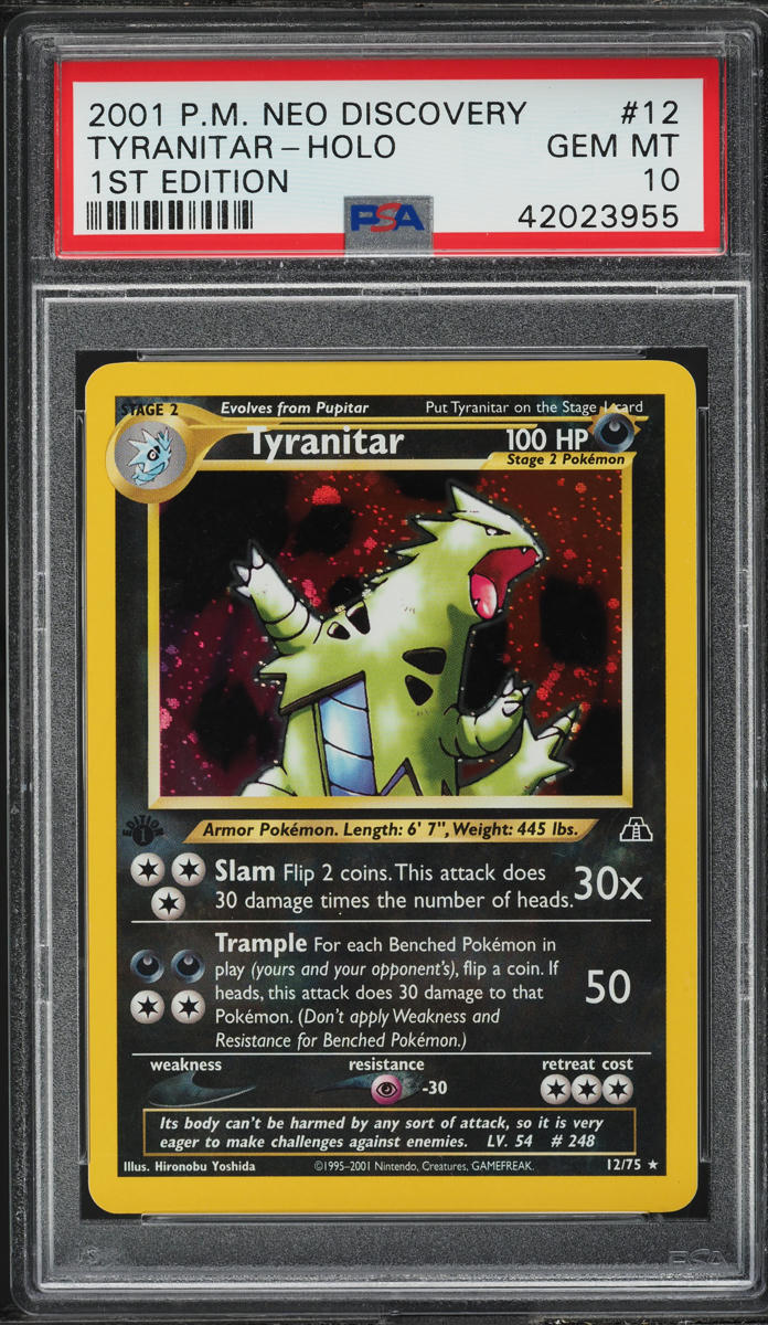 2001 Pokemon Neo Discovery 1st Edition Holo Tyranitar #12 PSA 10 GEM MINT