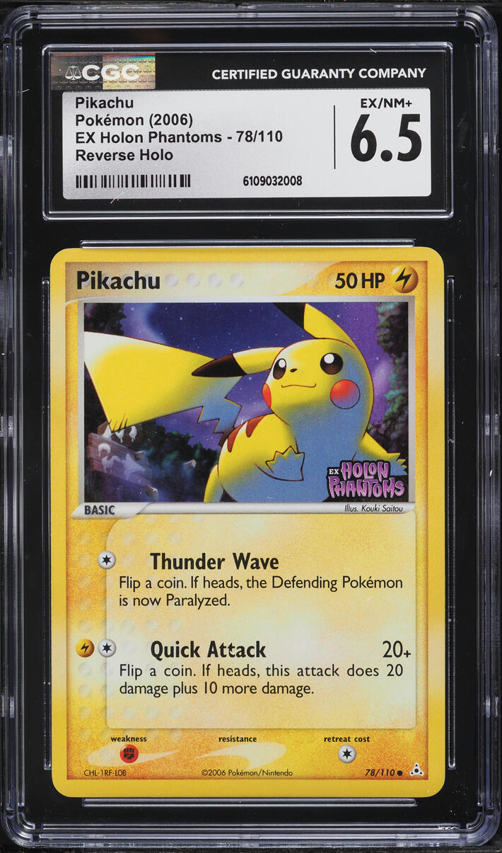 2006 Pokemon EX Holon Phantoms Reverse Holo Pikachu #78 CGC 6.5 EXMT+