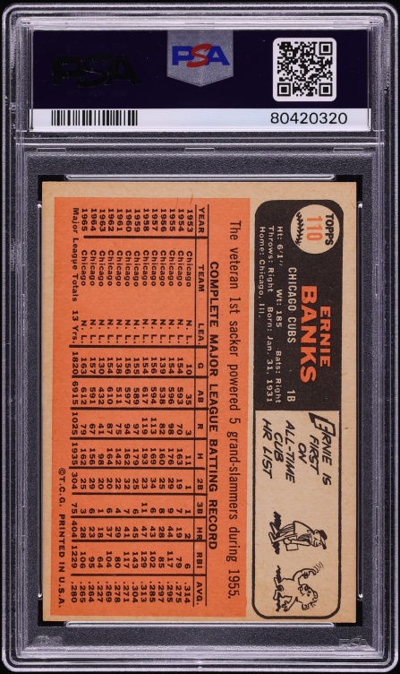 1966 Topps Ernie Banks #110 PSA 6 EXMT
