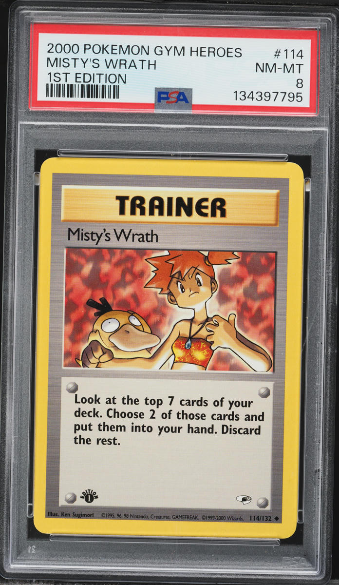 2000 Pokemon Gym Heroes 1st Edition Misty's Wrath #114 PSA 8 NM-MT