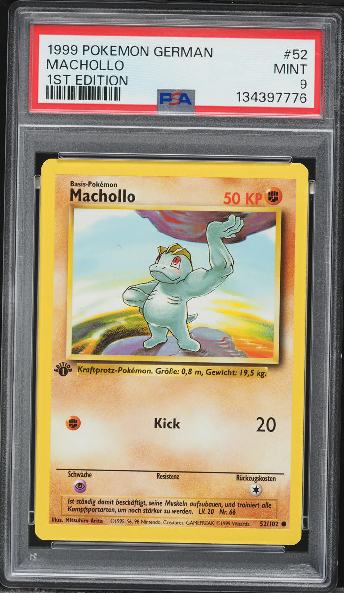1999 Pokemon German Base Set 1st Edition Machop #52 PSA 9 MINT