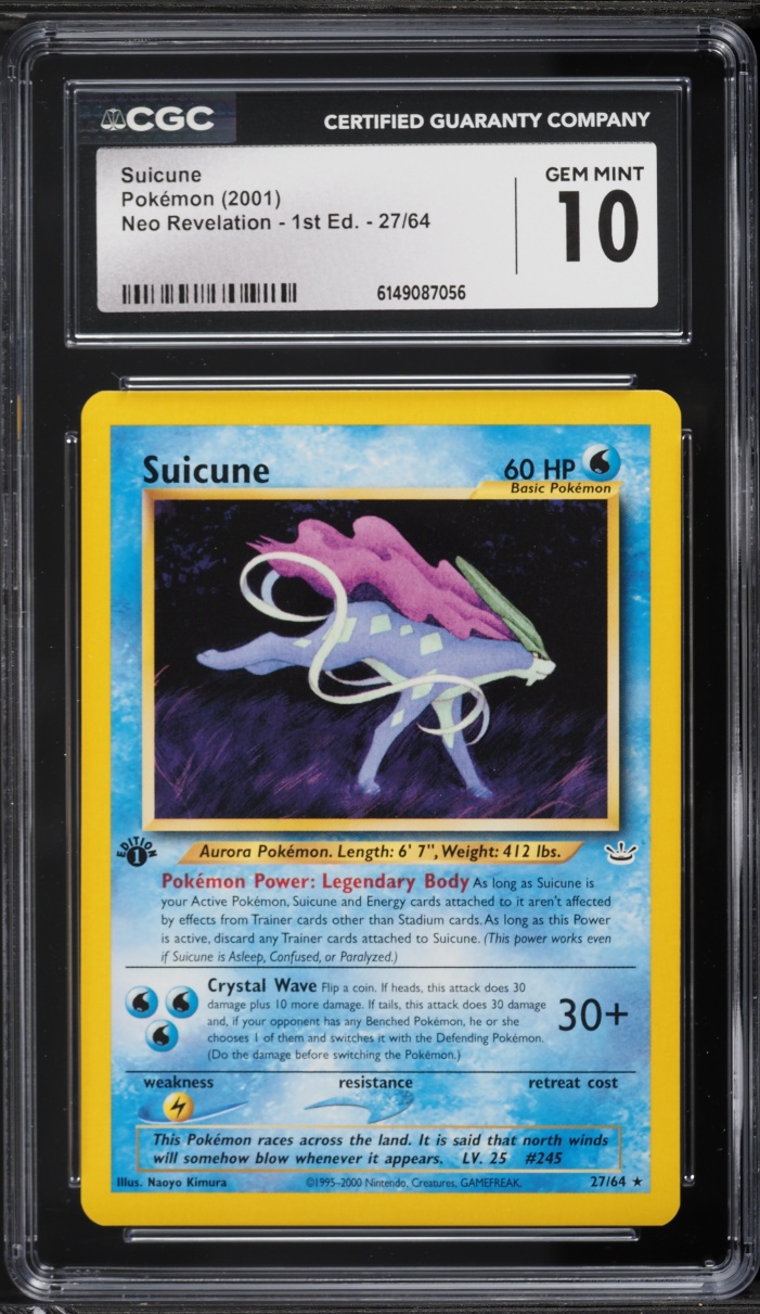 2001 Pokemon Neo Revelation 1st Edition Suicune #27 CGC 10 GEM MINT