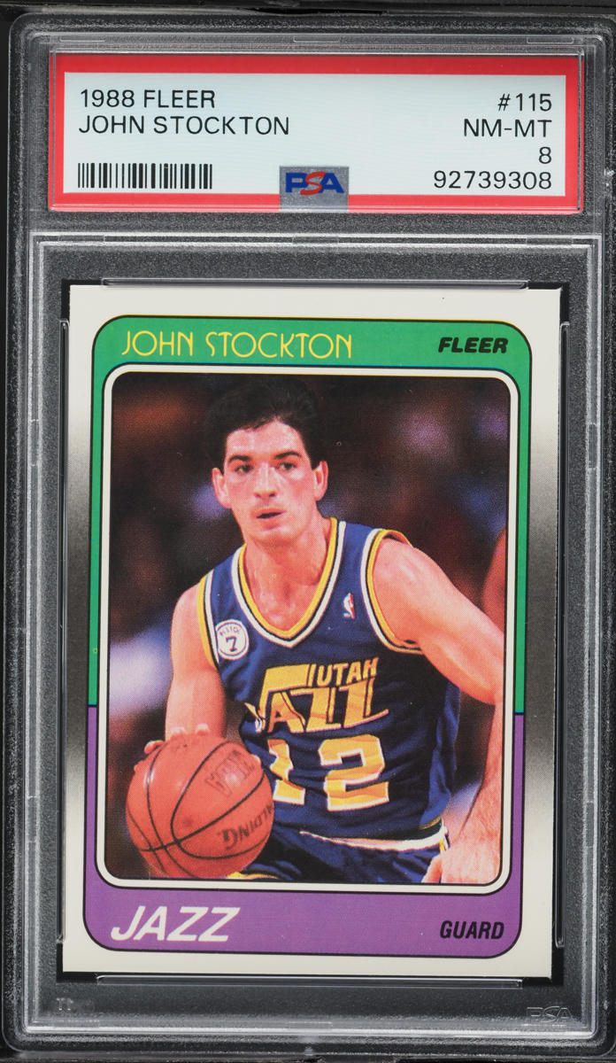 1988 Fleer Basketball John Stockton ROOKIE #115 PSA 8 NM-MT