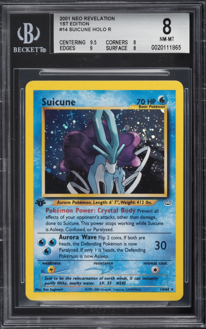 2001 Pokemon Neo Revelation 1st Edition Holo Suicune #14 BGS 8 NM-MT