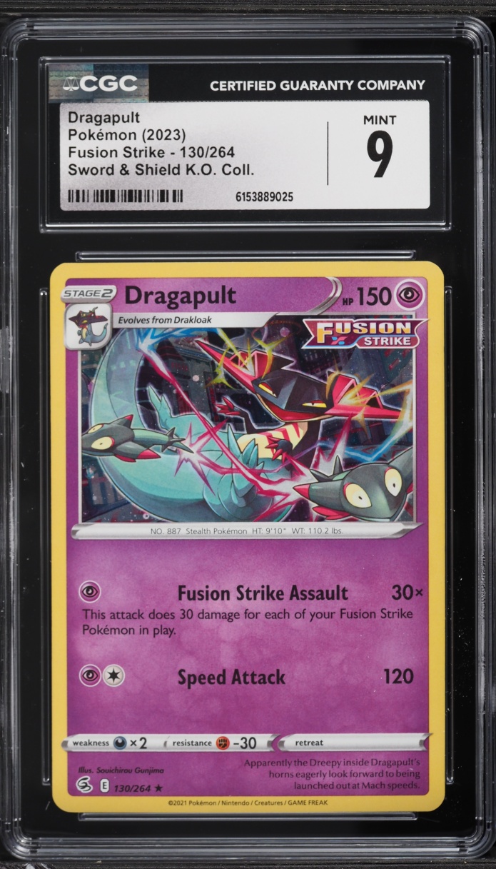 2023 Pokemon Sword & Shield Fusion Strike K.O. Collection Dragapult #130 CGC 9 MINT