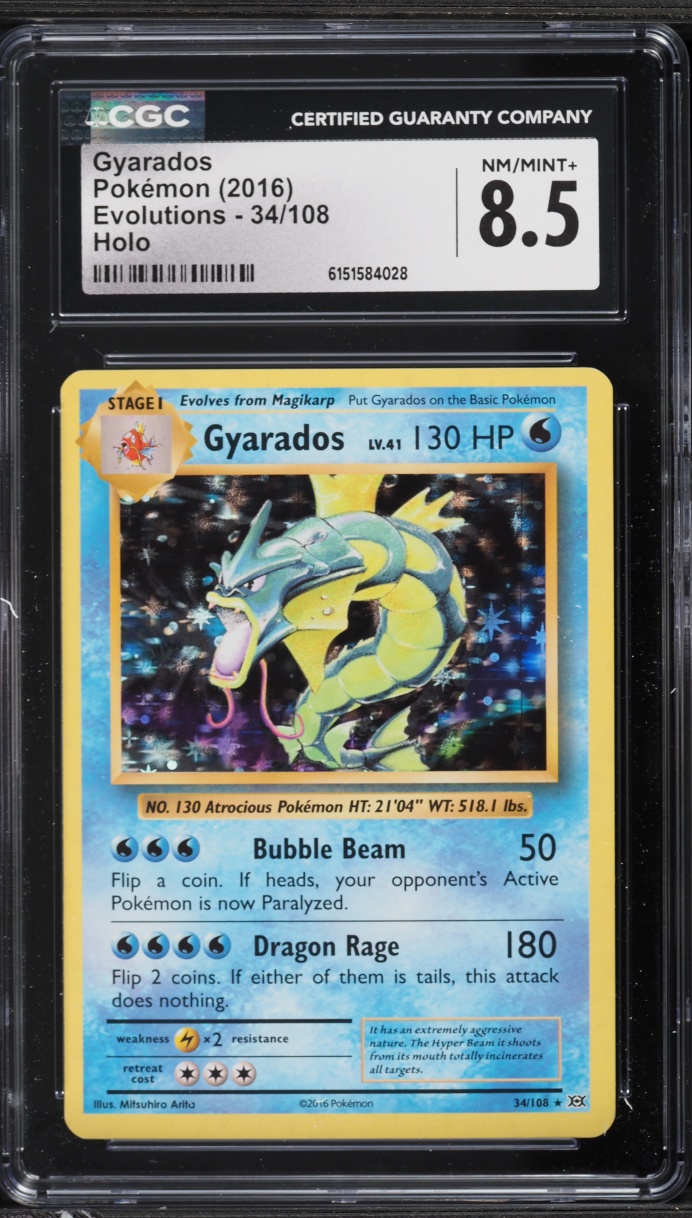 2016 Pokemon XY Evolutions Holo Gyarados #34 CGC 8.5 NM-MT+