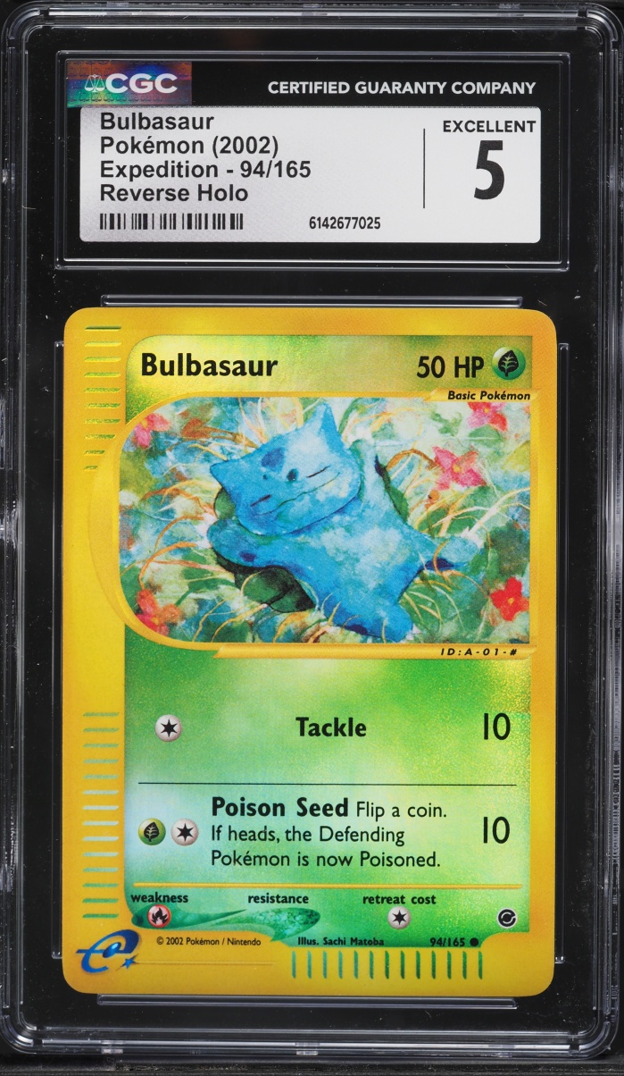 2002 Pokemon Expedition Reverse Holo Bulbasaur #94 CGC 5 EX