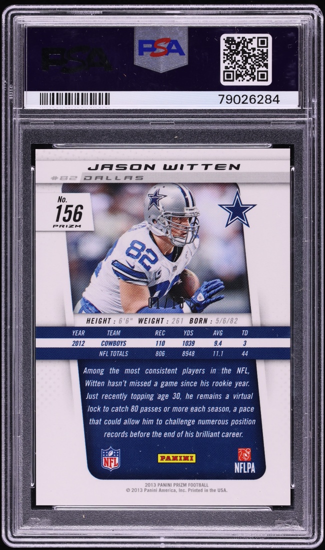 2013 Panini Prizm Gold Jason Witten 1/10 #156 PSA 8 NM-MT