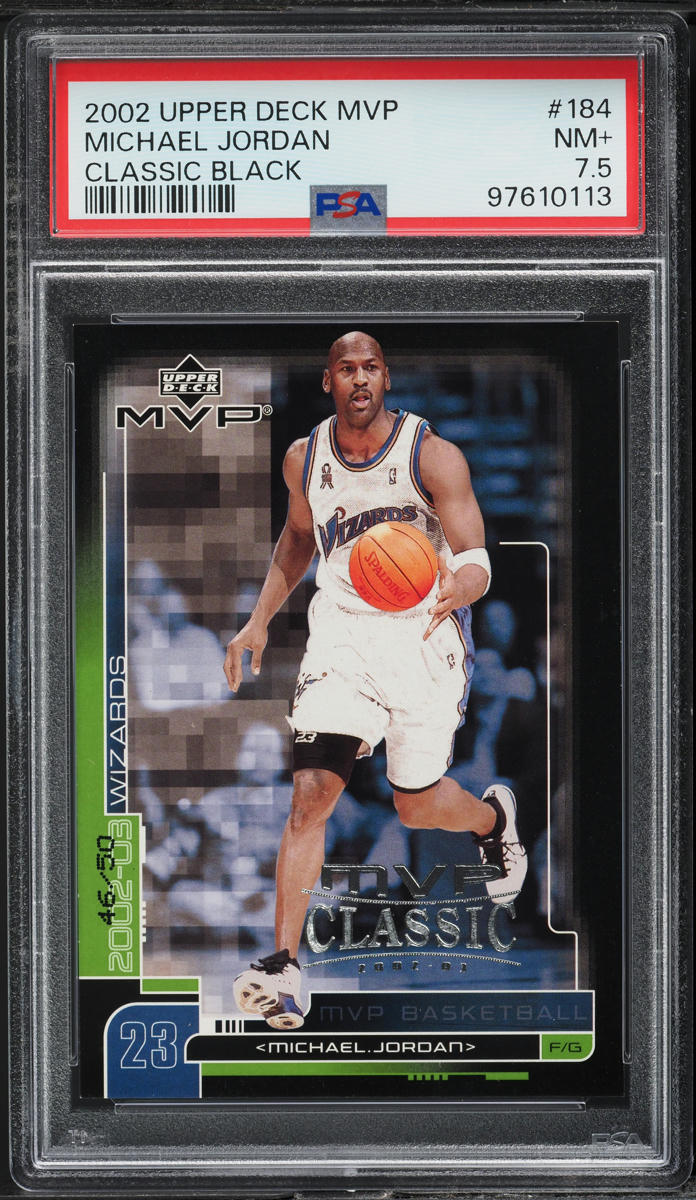 2002 Upper Deck MVP Classic Black Michael Jordan /50 #184 PSA 7.5 NRMT+