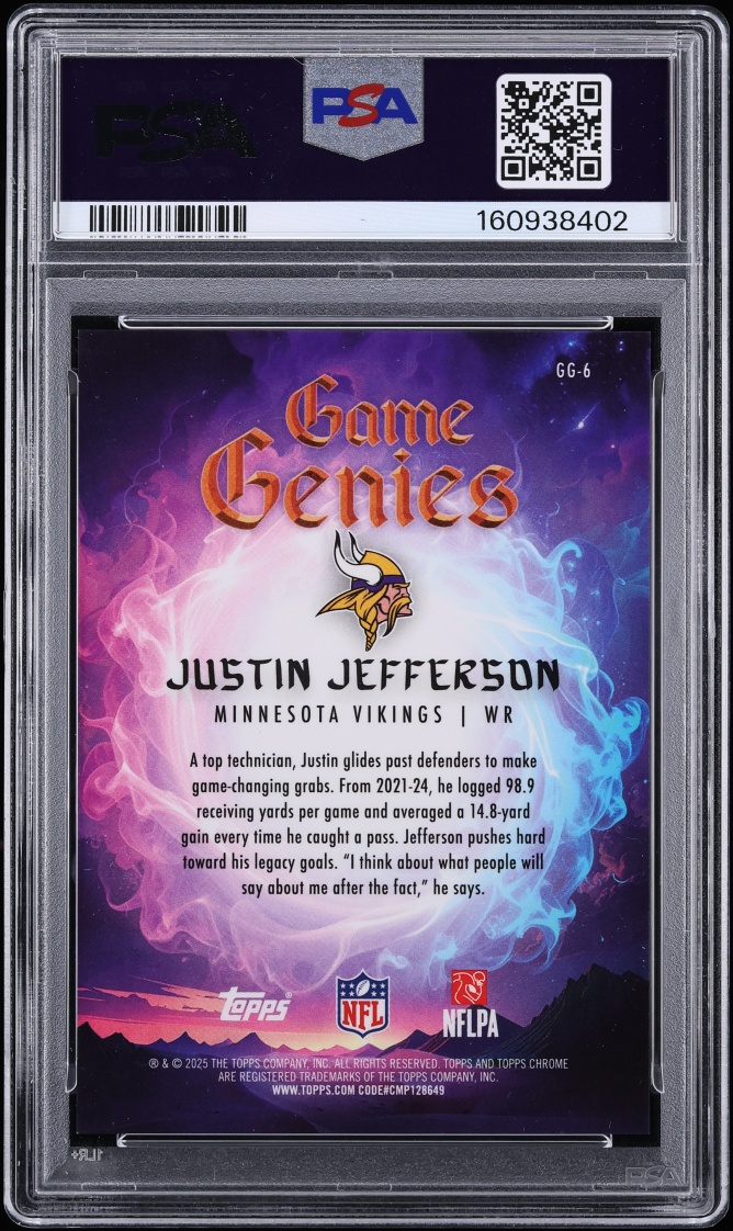 2025 Topps Chrome Game Genies Justin Jefferson #6 PSA 10 GEM MINT - Photo 2
