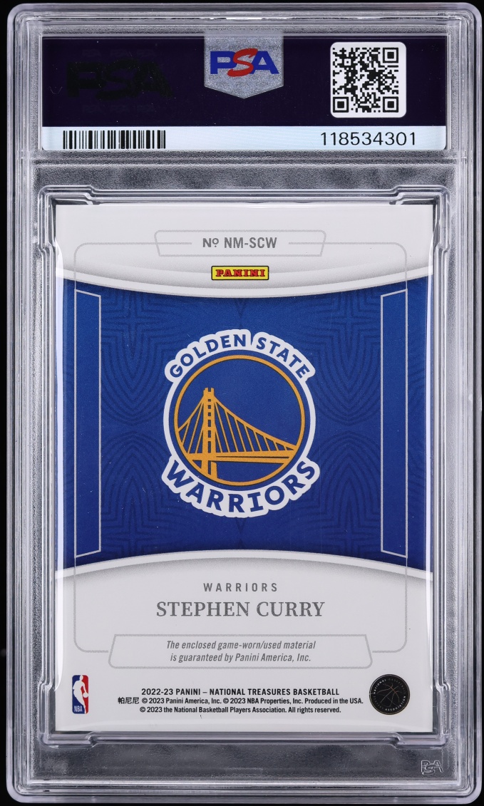2022 National Treasures NBA Super Prime Stephen Curry PATCH 1/1 #SCW PSA 7 NRMT - Photo 2