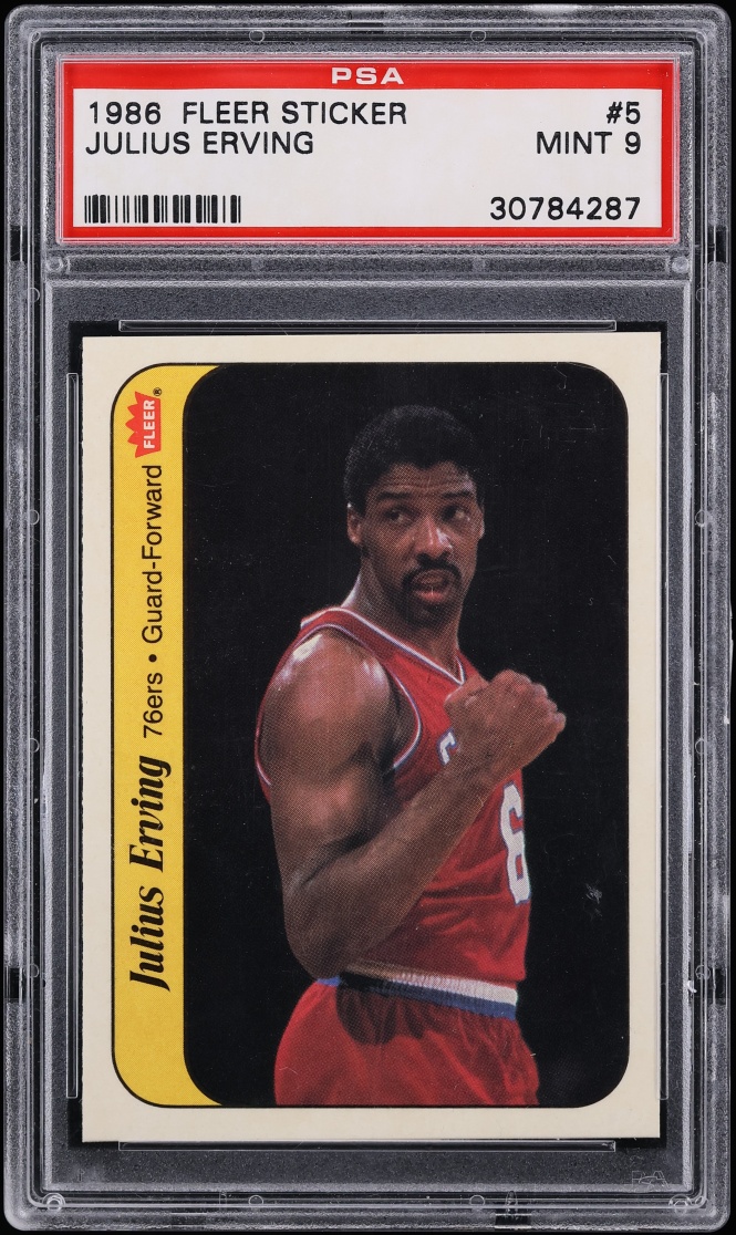 1986 Fleer Sticker Julius Erving #5 PSA 9 MINT