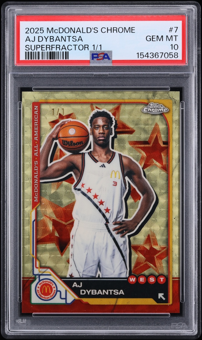 2025 Topps Chrome McDonald's All American Superfractor AJ Dybantsa 1/1 #7 PSA 10 GEM MINT