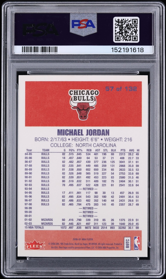 2006 Fleer '86 20th Anniversary Michael Jordan #57 PSA 9 MINT - Photo 2